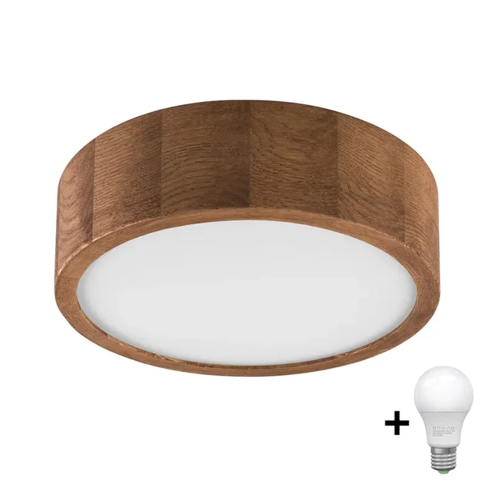 Brilagi – Plafón LED CARVALHO 1xE27/60W/230V roble cereza diá. 27 cm
