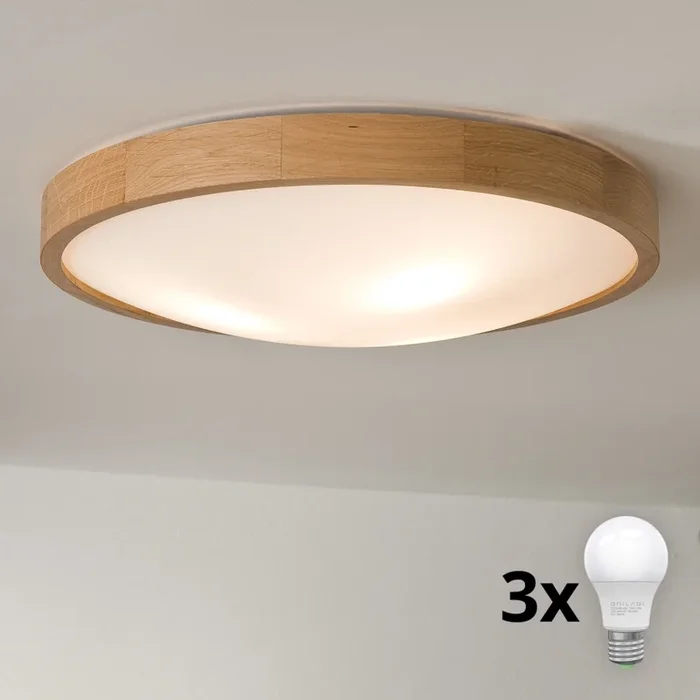 Brilagi – Plafón LED CARVALHO SLIM 3xE27/60W/230V roble diá. 47 cm