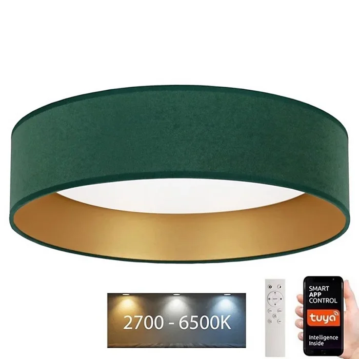 Brilagi – Plafón LED regulable VELVET SMART LED/24W/230V 45 cm 2700-6500K Wi-Fi Tuya verde/dorado + mando a distancia