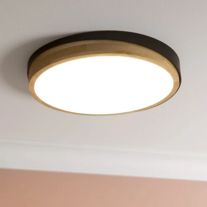 Brilliant – Plafón LED regulable BAARLO LED/24W/230V diá. 35 cm negro/madera de caucho