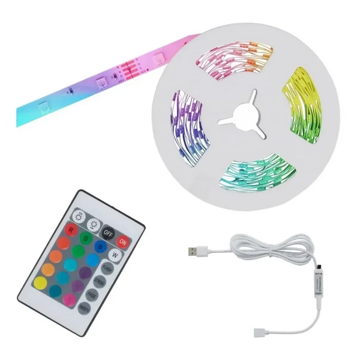 Brilo – LED RGB Tira regulable 6,6m LED/6W/USB + control remoto