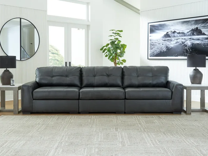 Brindley Pier Fog3-Piece Leather Modular Sofa