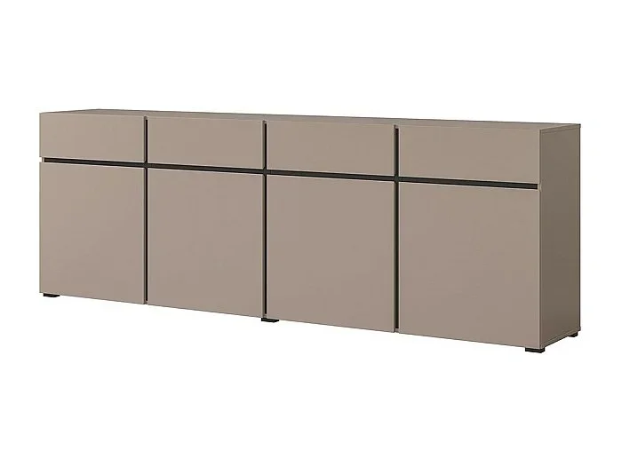 Buffet XL color beige y negro 225cm colección HAVANA. Aparador de diseño con 4 puertas y 4 cajones.