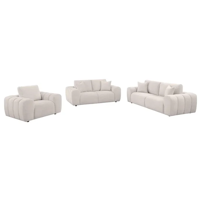 Burnett Ivory 3-piece Chenille Upholstered Sofa Set