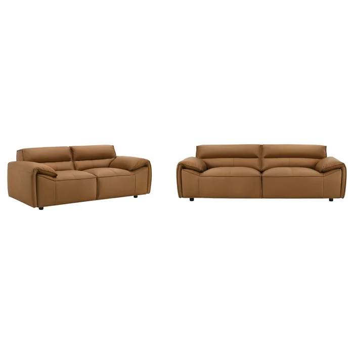 Buxton Orange 2-Piece Leather Upholstered Sofa Living Room Set