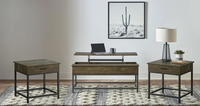 Byers Brown Oak 3-Piece Lift Top Coffee and End Table Set