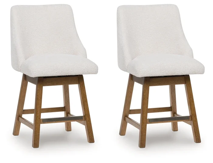 Cabalynn Oatmeal/Light Brown Counter Height Barstool, Set of 2