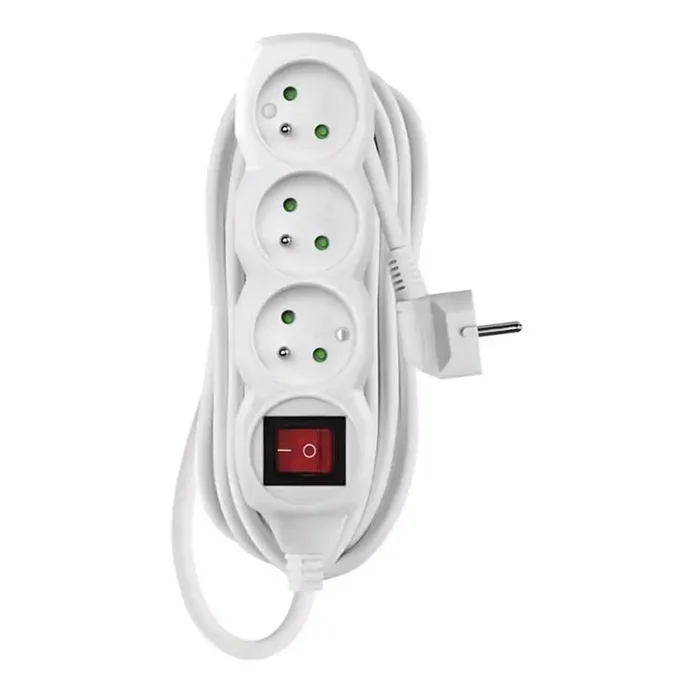 Cable de extensión con interruptor 3G 5m blanco