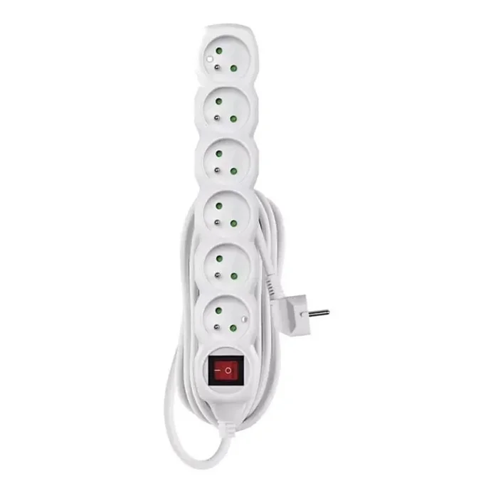 Cable de extensión con interruptor 6Z 5m blanco