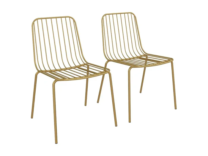 Caden Silla de comedor en metal de 2 piezas en amarillo