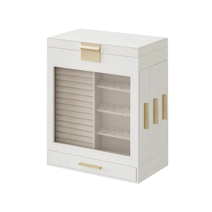 Caja Joyero de 5 Niveles Blanco Nube y Dorado-SONGMICS