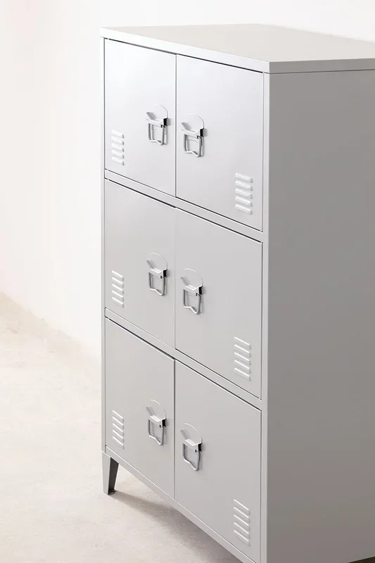 Cajonera Taquilla de 6 Puertas en Acero Pohpli Gris Claro – SKLUM
