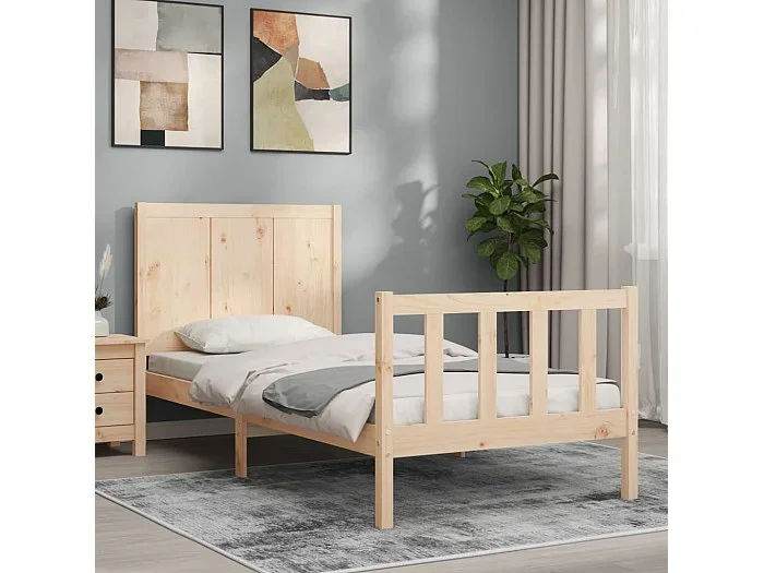 Cama 100×200 cm con cabecero madera maciza ES15138