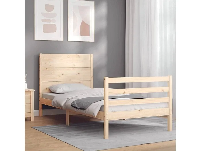 Cama -100×200 cm con cabecero madera maciza YOE93325
