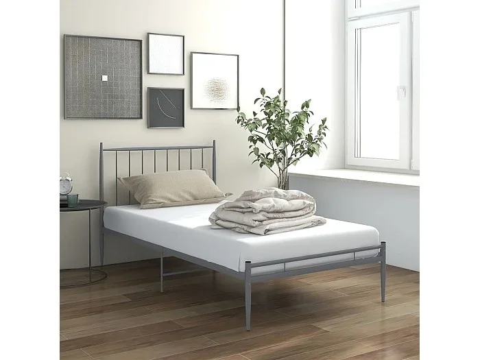 Cama 100×200 cm de metal gris ES64428