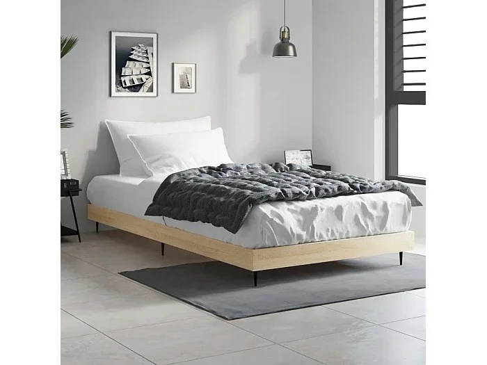 Cama 100×200 cm madera de ingeniería roble Sonoma ES74594