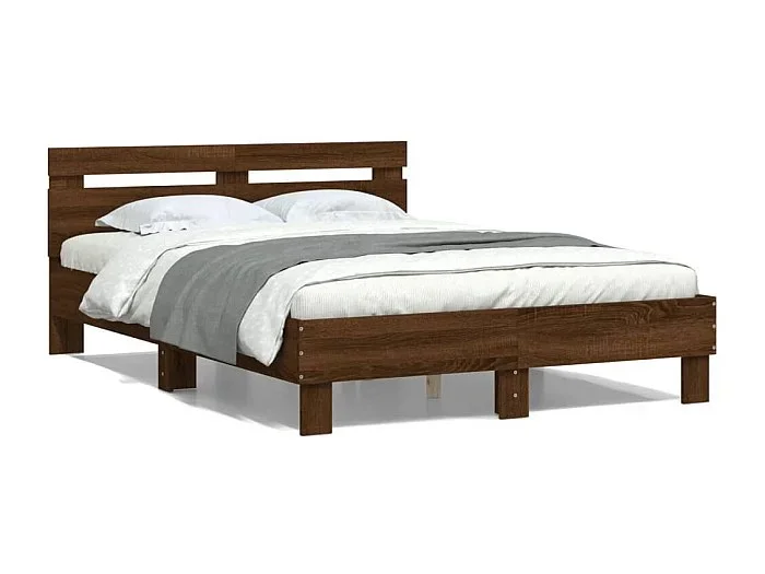 Cama -120×190 cm con cabecero madera de ingeniería marrón roble YOE70133