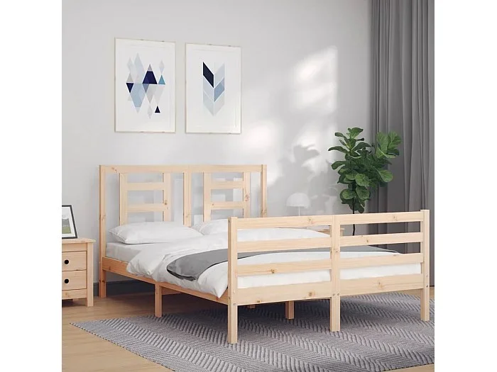 Cama 120×190 cm de matrimonio con cabecero madera maciza ES65060