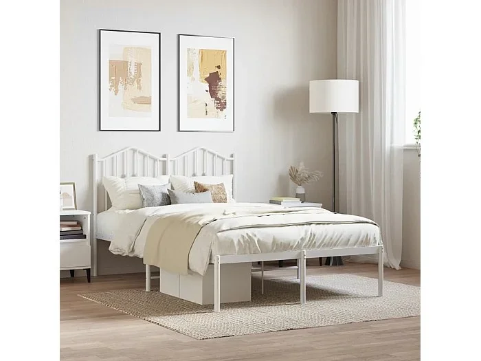 Cama 120×190 cm de metal con cabecero blanca ES34806