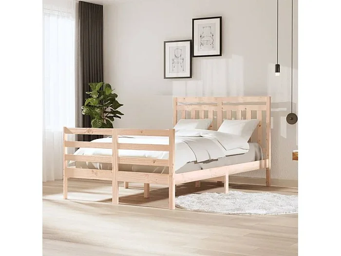 Cama 120×190 cm doble pequeña de madera maciza ES77835