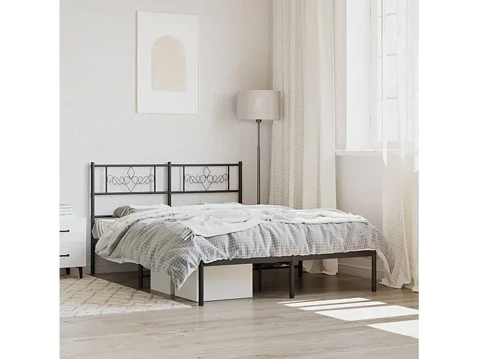 Cama 120×200 cm con cabecero metal negro ES83701