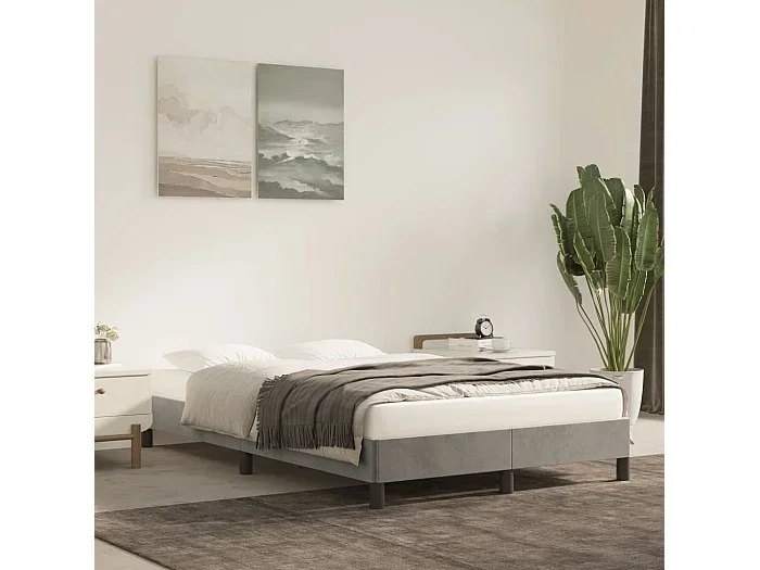 Cama 120×200 cm de terciopelo gris claro ES63976