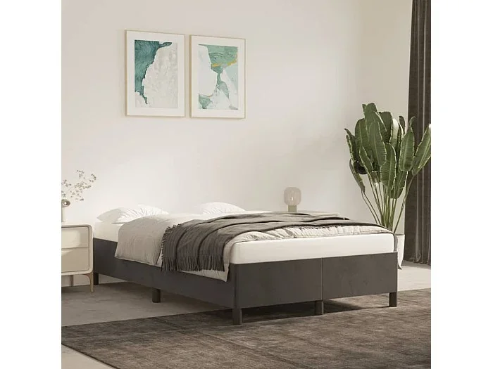 Cama 120×200 cm de terciopelo gris oscuro ES38086