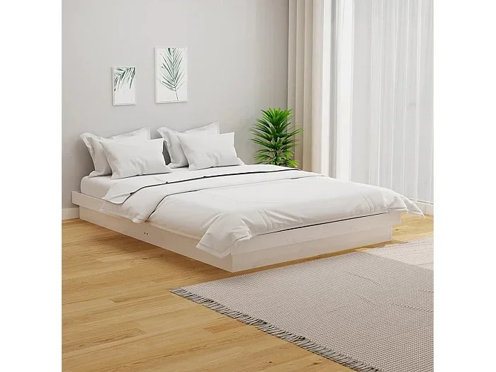Cama 120×200 cm madera maciza blanco ES23093