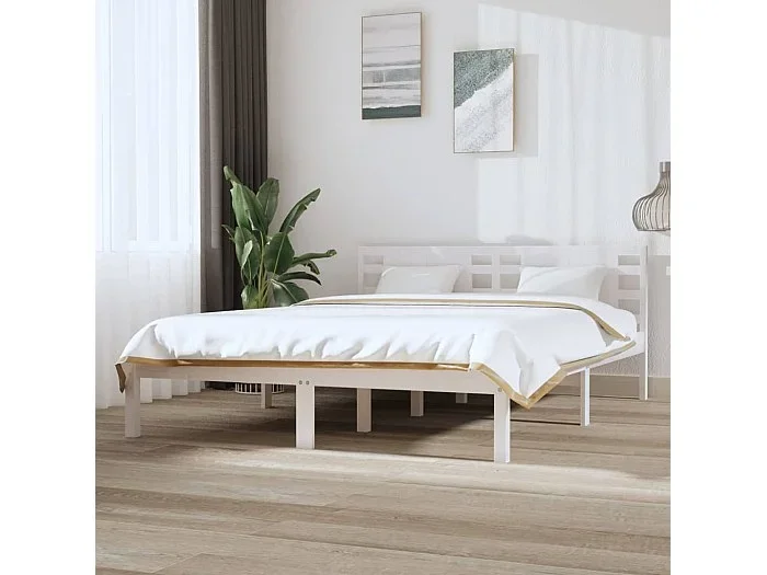 Cama 120×200 cm madera maciza de pino blanco ES80343