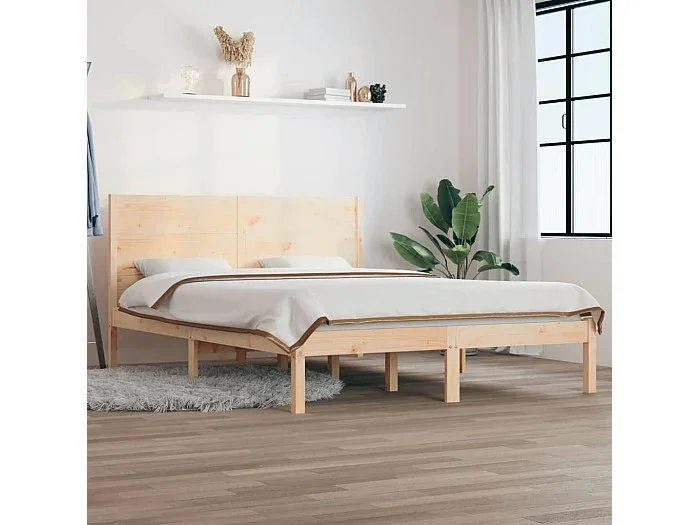 Cama 135×190 cm de matrimonio madera maciza ES56213