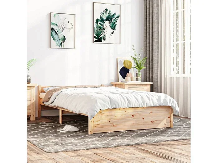 Cama 135×190 cm de matrimonio madera maciza ES83277