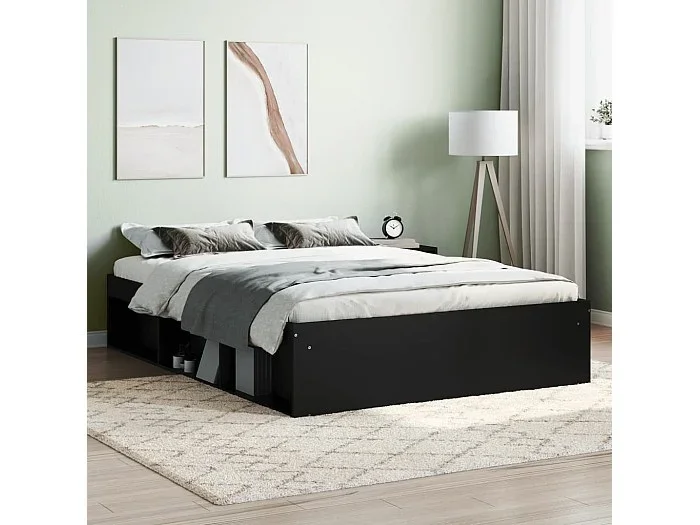 Cama 135×190 cm de matrimonio negra ES67225