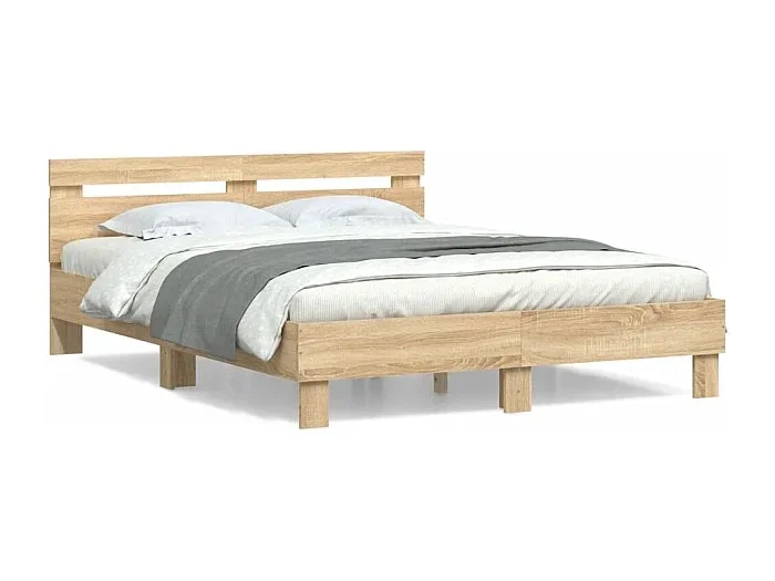 Cama -140×190 cm con cabecero madera de ingeniería roble Sonoma YOE64425