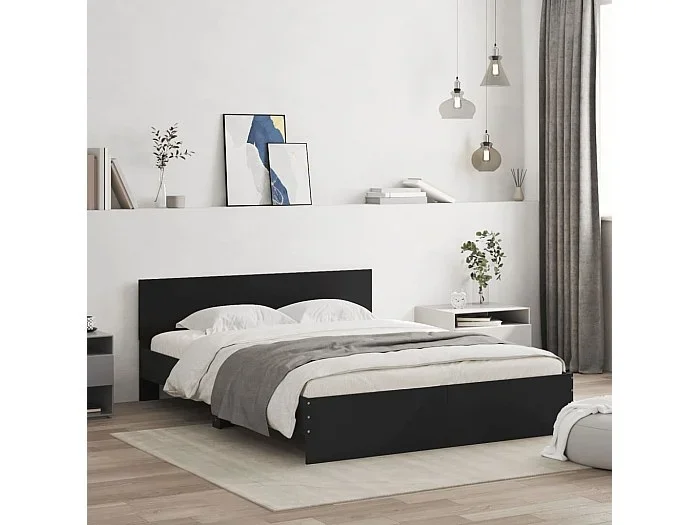 Cama -140×190 cm con cabecero negra YOE35747