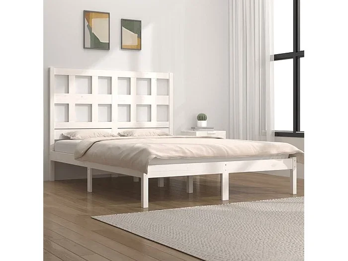 Cama 140×190 cm de madera maciza de pino blanco ES78987