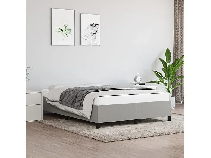 Cama 140×190 cm de tela gris claro ES56645