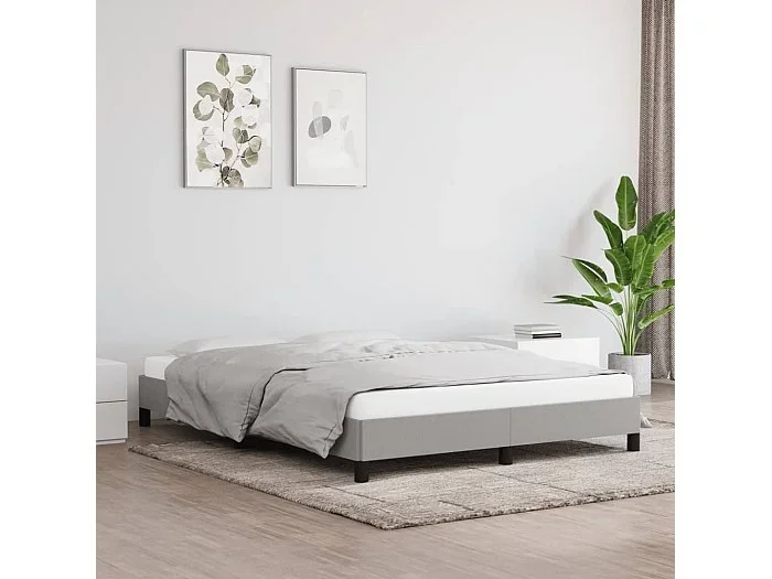 Cama 140×190 cm de tela gris claro ES60002