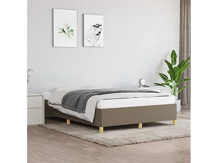 Cama 140×190 cm de tela gris taupe ES44219
