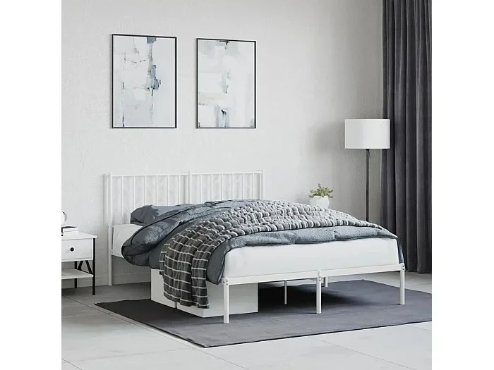 Cama -140×200 cm con cabecero metal blanca YOE91101