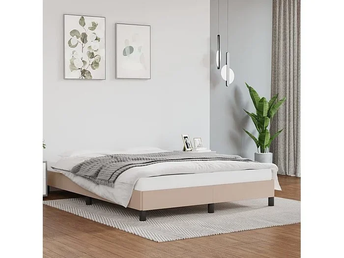 Cama 140×200 cm de cuero sintético capuchino ES75279