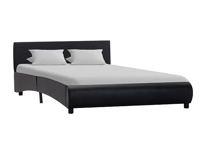Cama 140×200 cm de cuero sintético negro ES57684