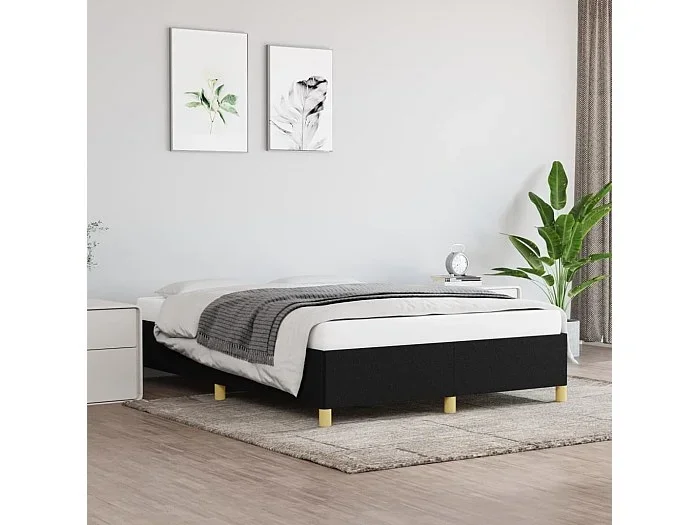 Cama 140×200 cm de tela negra ES54067