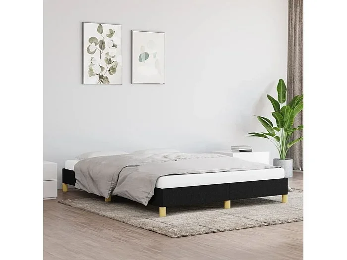 Cama 140×200 cm de tela negra ES93823