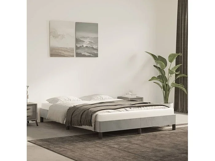 Cama 140×200 cm de terciopelo gris claro ES53579