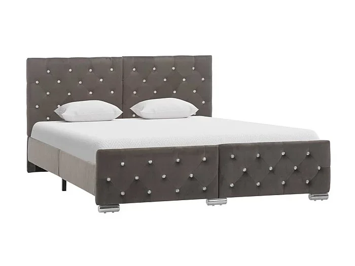 Cama 140×200 cm de terciopelo gris ES63840
