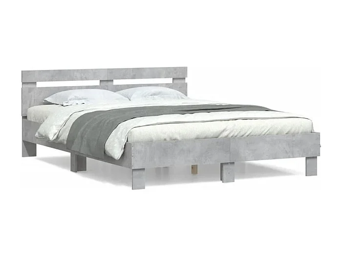 Cama -150×200 cm con cabecero madera de ingeniería gris hormigón YOE21514