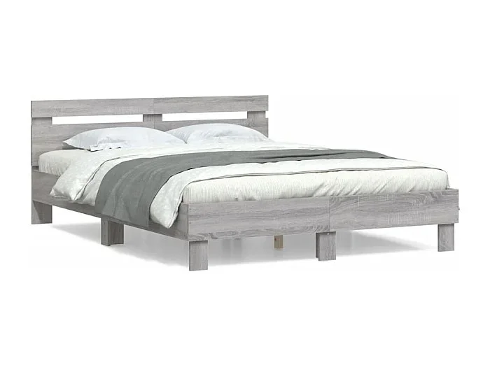 Cama -150×200 cm con cabecero madera de ingeniería gris Sonoma YOE29972