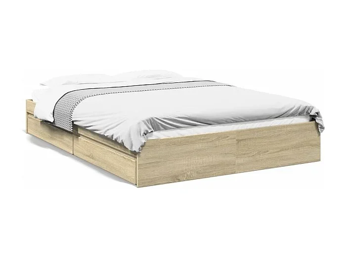 Cama 150×200 cm con cajones madera ingeniería roble Sonoma ES459322