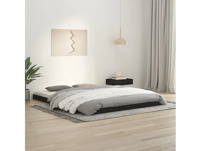Cama 150×200 cm de madera maciza pino negra ES80648