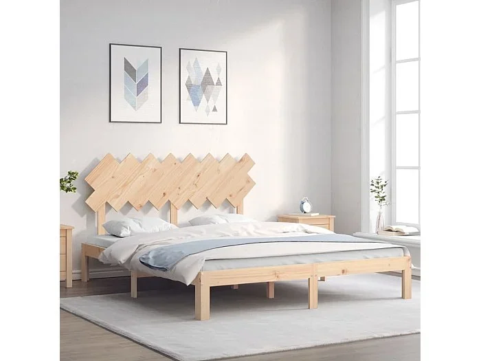 Cama -160×200 cm con cabecero madera maciza YOE74764